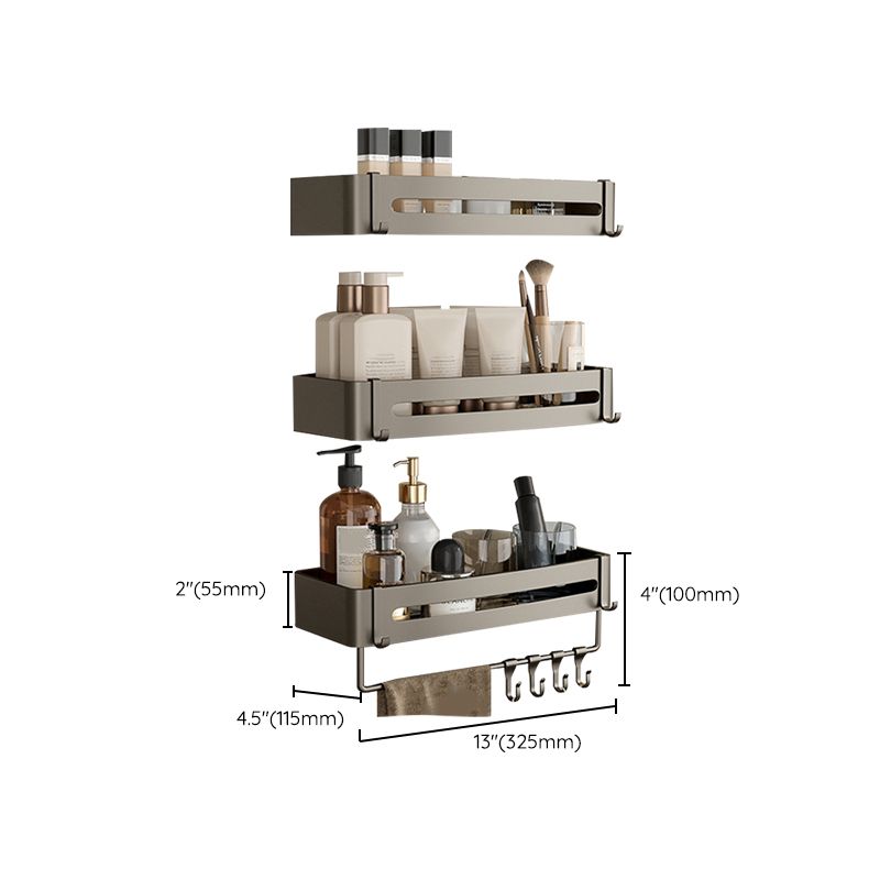 Conjunto de Accesorios de Baño de Aluminio Contemporáneo Estante de Baño Gris