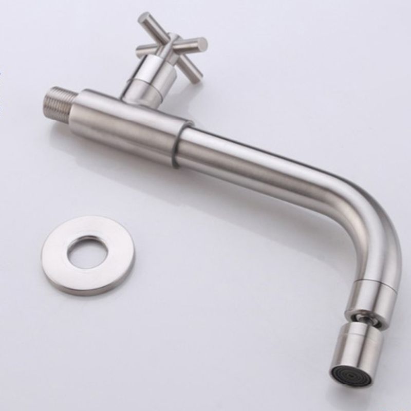 Grifo de baño contemporáneo montado en la pared con manijas cruzadas de acero inoxidable