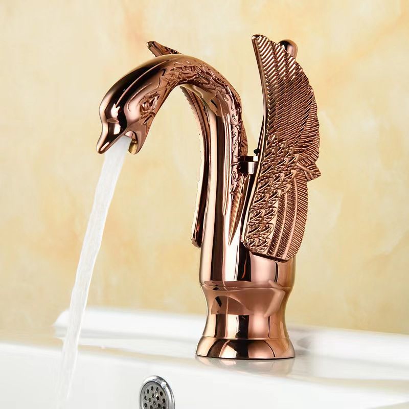 Lisslune | Grifo de lavabo de baño de latón completo con agua caliente y fría, grifo de lavabo de una sola manija