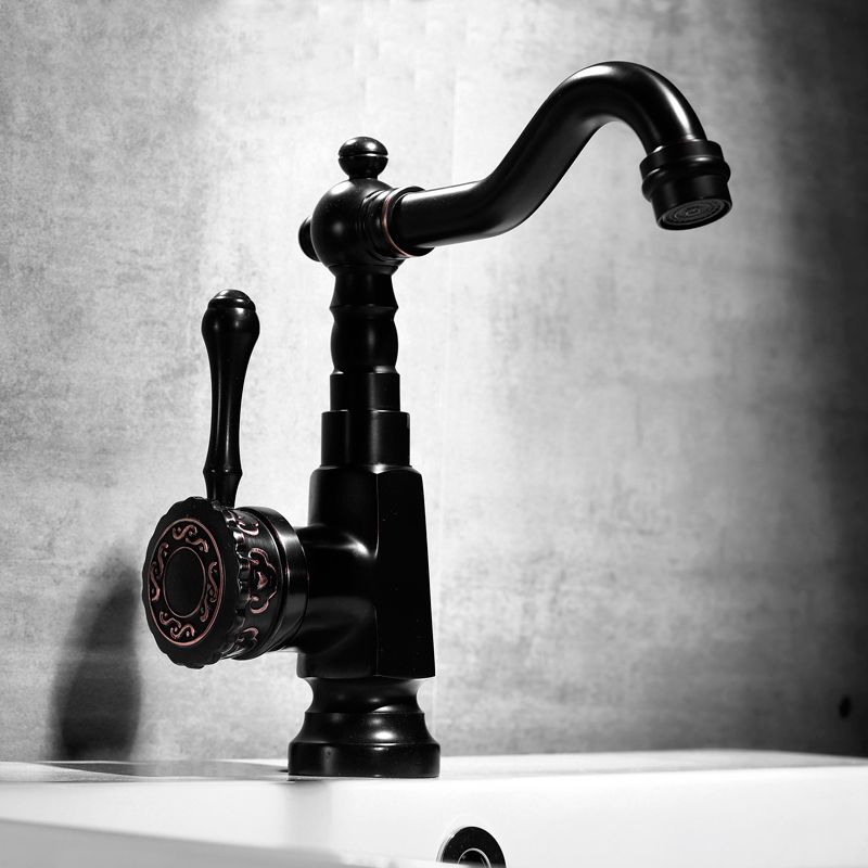Lisslune | Grifo de lavabo estilo glamuroso con pico giratorio y manija de palanca