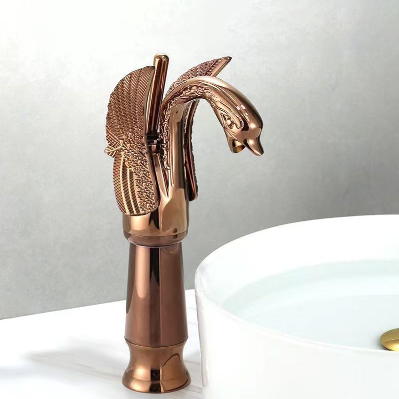 Lisslune | Grifo de lavabo de baño de latón completo con agua caliente y fría, grifo de lavabo de una sola manija