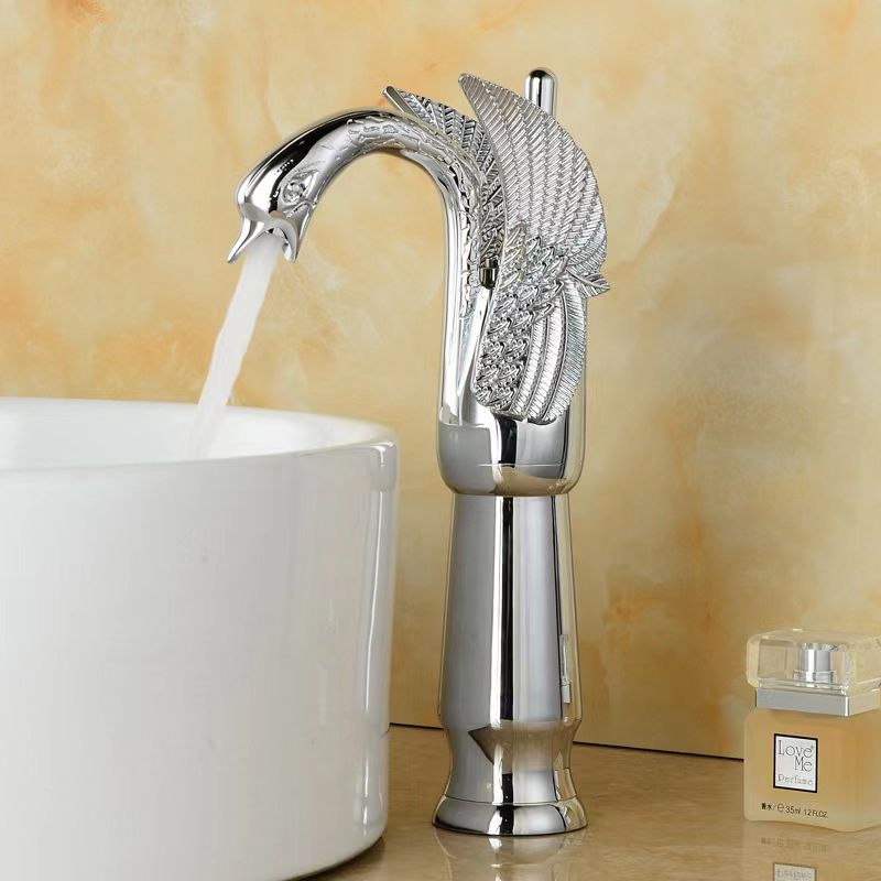 Lisslune | Grifo de lavabo de baño de latón completo con agua caliente y fría, grifo de lavabo de una sola manija