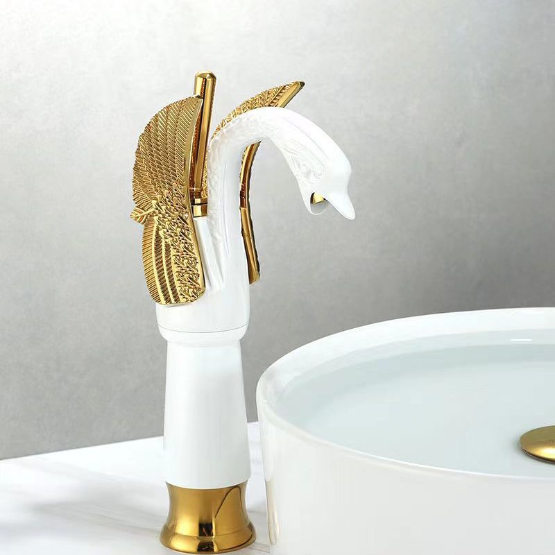 Lisslune | Grifo de lavabo de baño de latón completo con agua caliente y fría, grifo de lavabo de una sola manija
