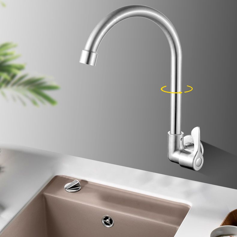 Grifo de Agua de Puente Moderno con Mango de Acero Inoxidable 304 y Pomo Giratorio Montado en la Pared