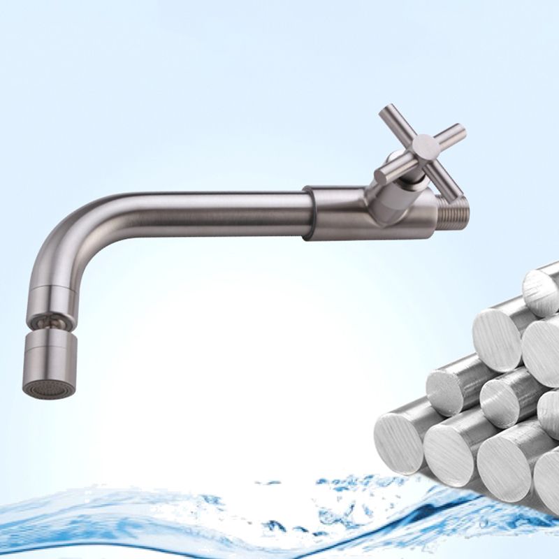 Grifo de baño contemporáneo montado en la pared con manijas cruzadas de acero inoxidable