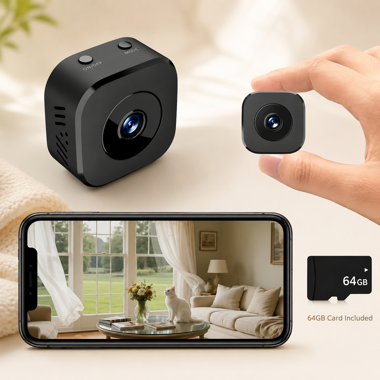 Cámara de vigilancia Wi-Fi con visión nocturna 1080P