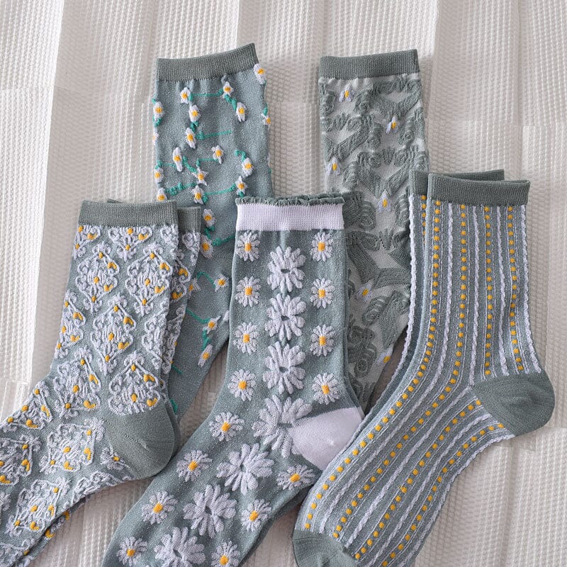 Calcetines de Algodón Florales para Mujeres (10 Pares)
