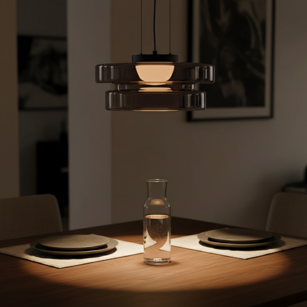 Lámpara Colgante de Vidrio Dinámico - Iluminación Colgante en Capas para Isla de Cocina