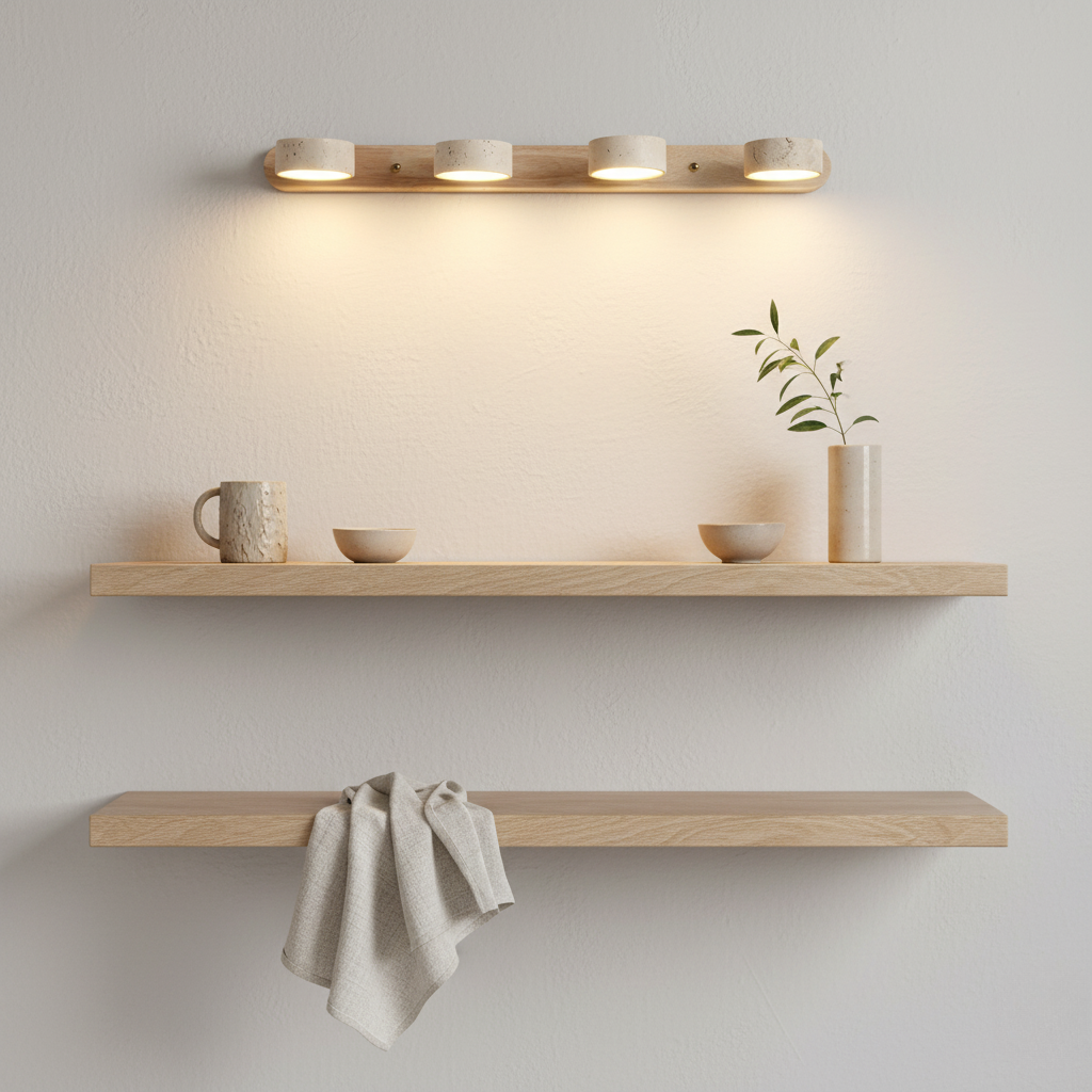 Aplique de Pared de Travertino Elegante con Focos Ajustables