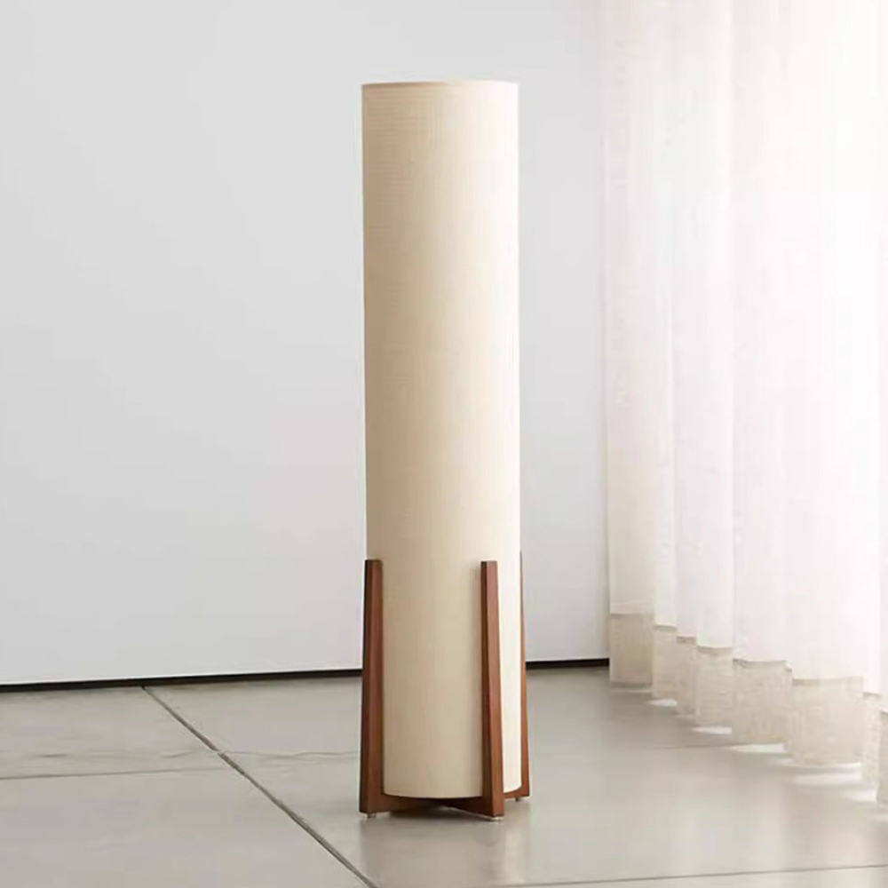 Hajime — Lámpara de Pie Tradicional Japonesa Elegante con Pantalla de Tela Blanca para Sala de Estar