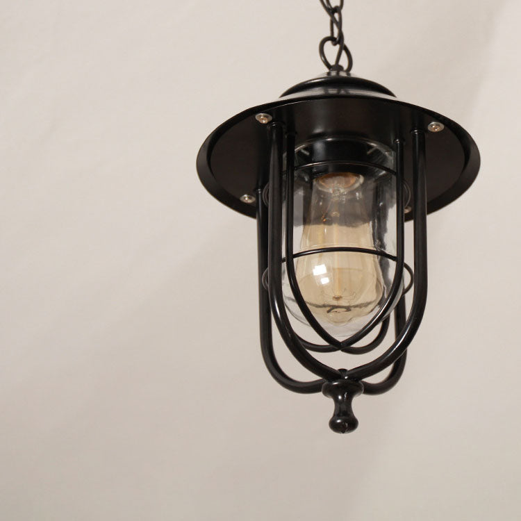 Lámpara colgante exterior industrial vintage de aluminio con cristal, 1 luz, a prueba de agua | Brehn