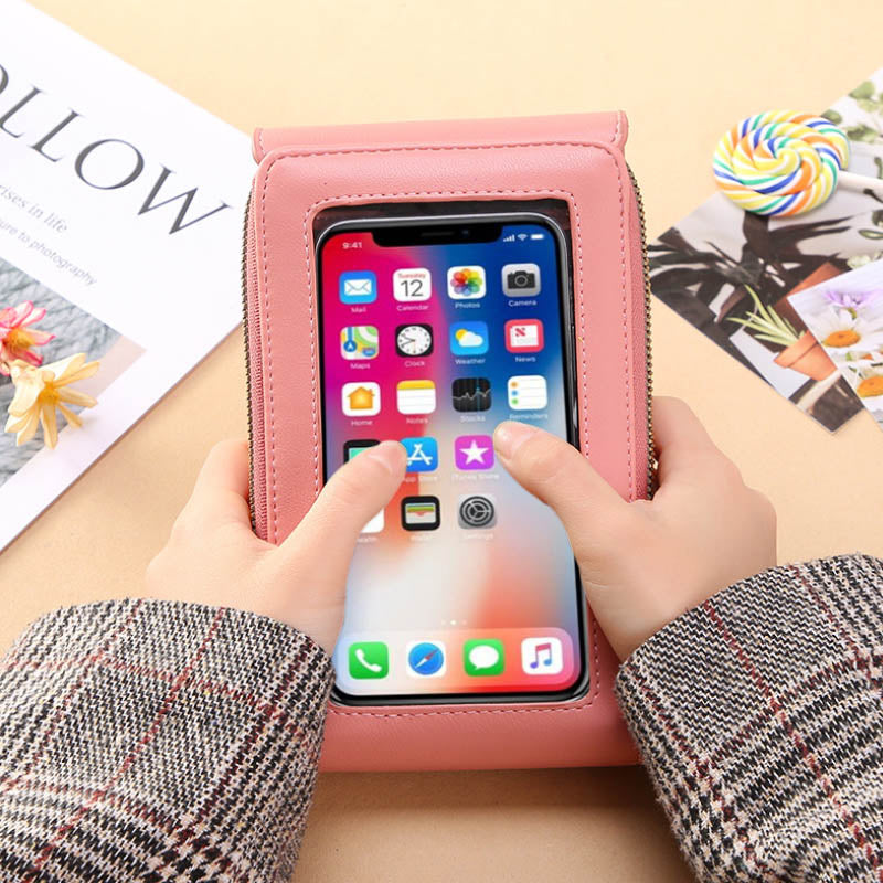 Bolso de cuero anti-robo con pantalla táctil