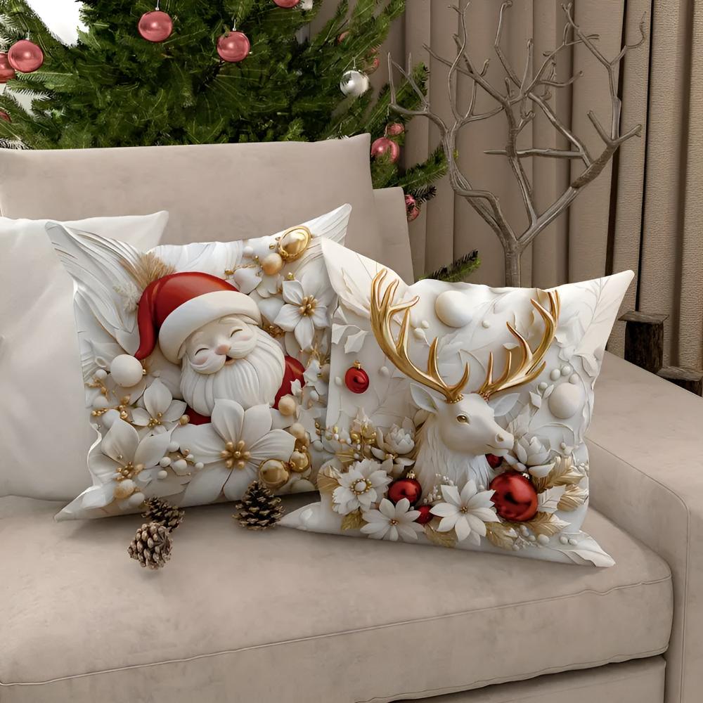 Fundas de Cojín de Terciopelo con Encanto Navideño | Set de 4