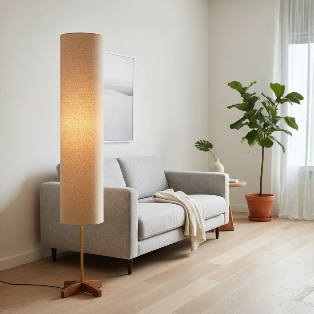 Lámpara de Pie Nomi Modern Gold - Diseño Escandinavo-Japonés para Sala de Estar o Dormitorio