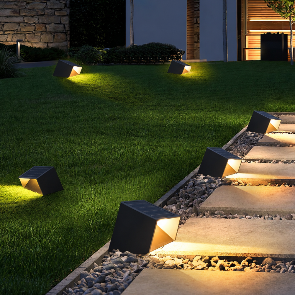 Lámparas de Camino Solar Modernas para Exteriores - Iluminación de Jardín de Acero Inoxidable con Control Remoto