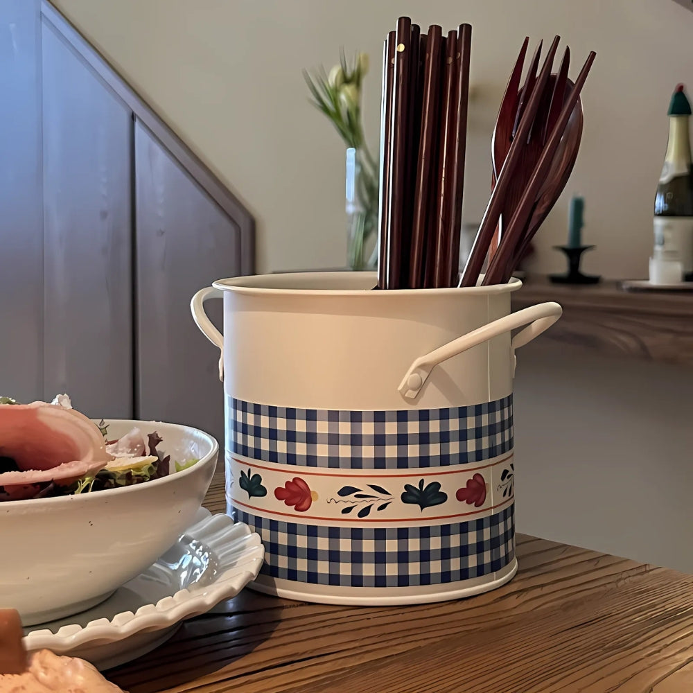 Cesta de Almacenamiento de Utensilios Florales con Tapa Divisoria