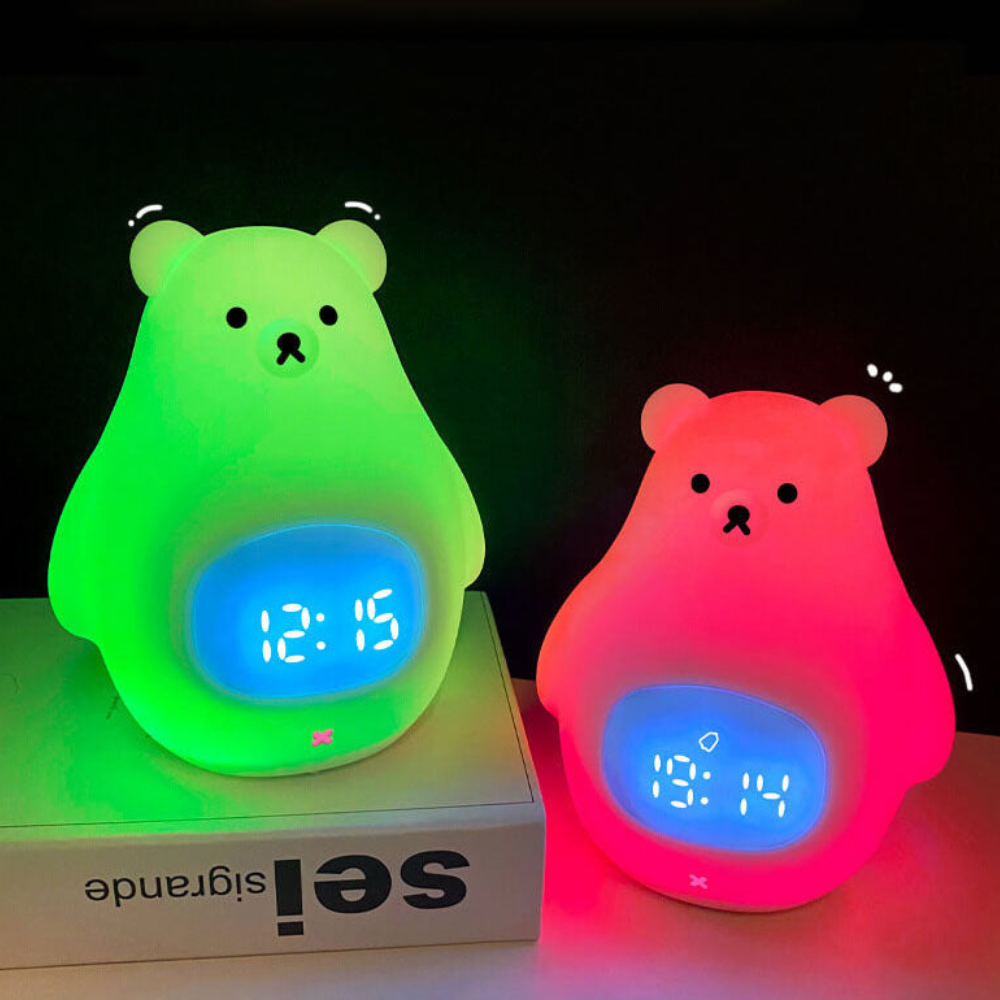 Reloj Despertador con Luz Nocturna de Oso Polar y Suave Iluminación LED