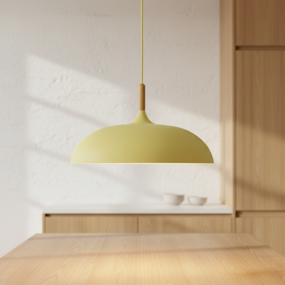Lámpara Colgante Haft - Iluminación de Cocina Escandinava con Madera y Hierro