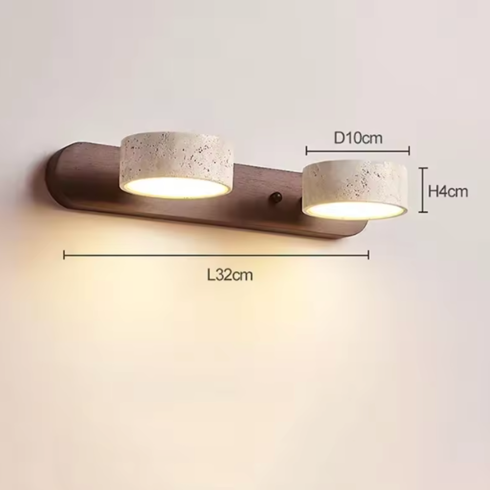 Aplique de Pared de Travertino Elegante con Focos Ajustables