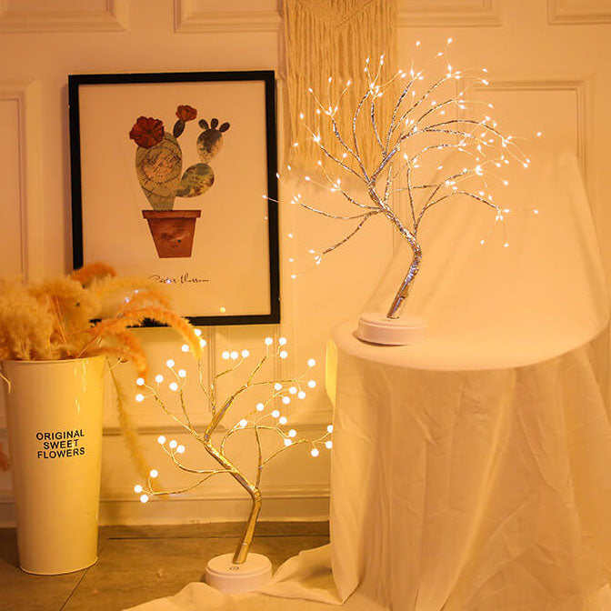 Lámpara de mesa LED con alambre de cobre – regulable y recargable por USB