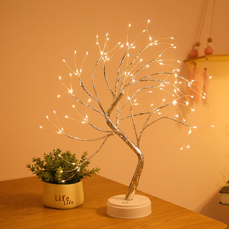 Lámpara de mesa LED con alambre de cobre – regulable y recargable por USB