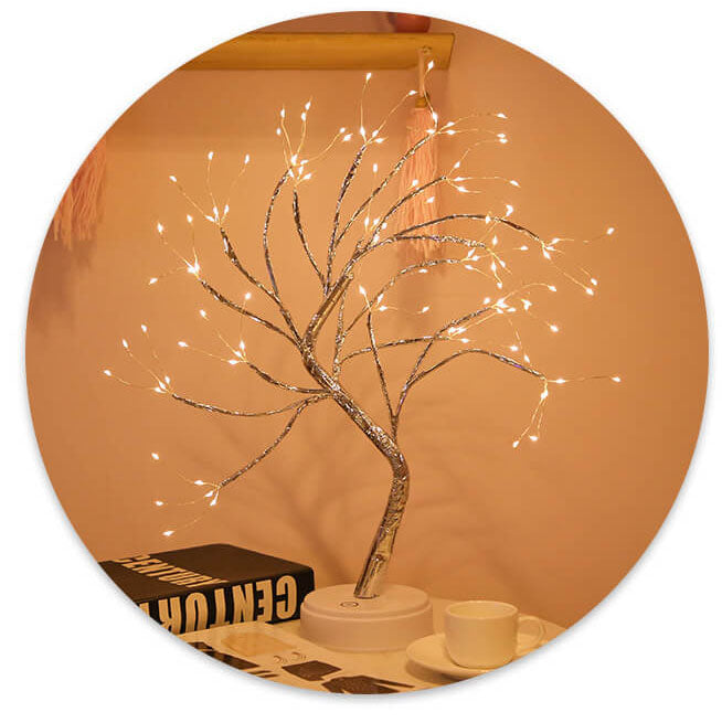 Lámpara de mesa LED con alambre de cobre – regulable y recargable por USB