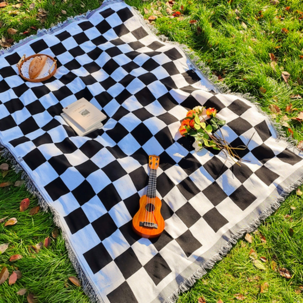 Manta de picnic de microfibra suave con diseño a cuadros