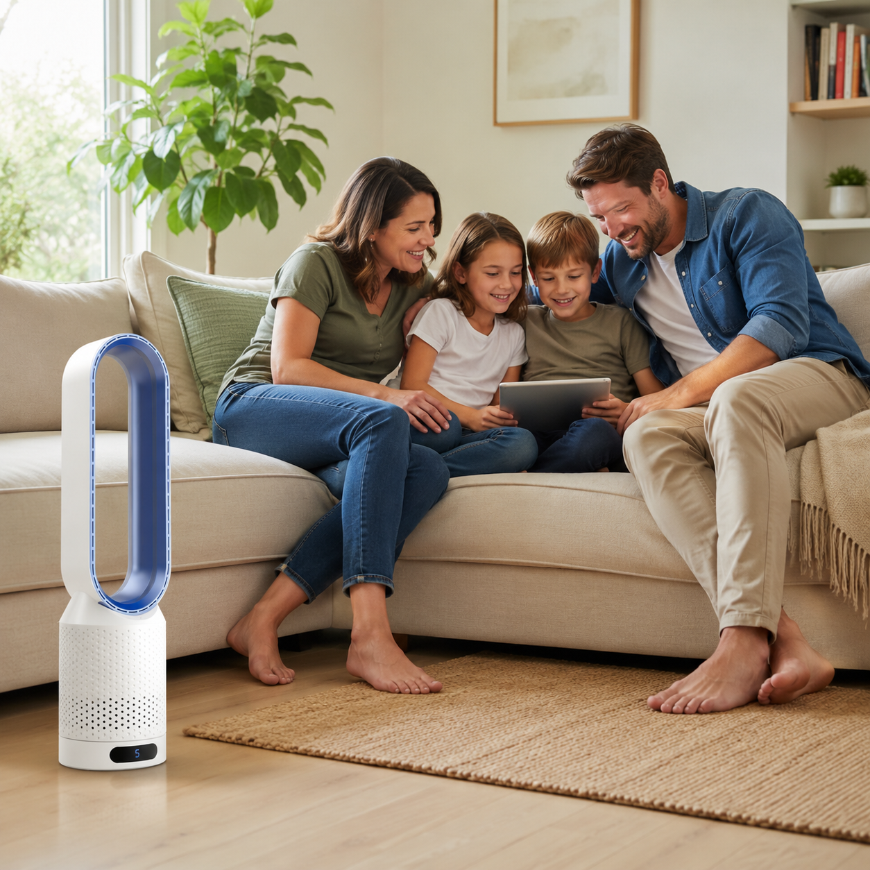 Airpure | Enfriador de aire 3-en-1 con purificador de aire | Oscilación y LED táctil