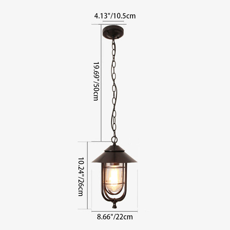 Lámpara colgante exterior industrial vintage de aluminio con cristal, 1 luz, a prueba de agua | Brehn
