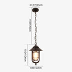 Lámpara colgante exterior industrial vintage de aluminio con cristal, 1 luz, a prueba de agua