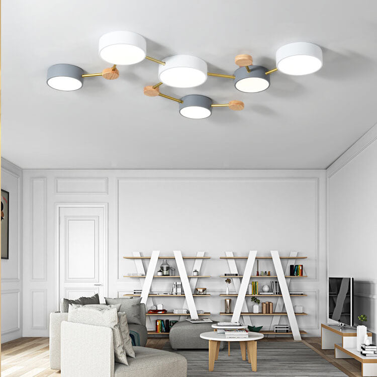 Lámpara de techo LED escandinava de madera y metal