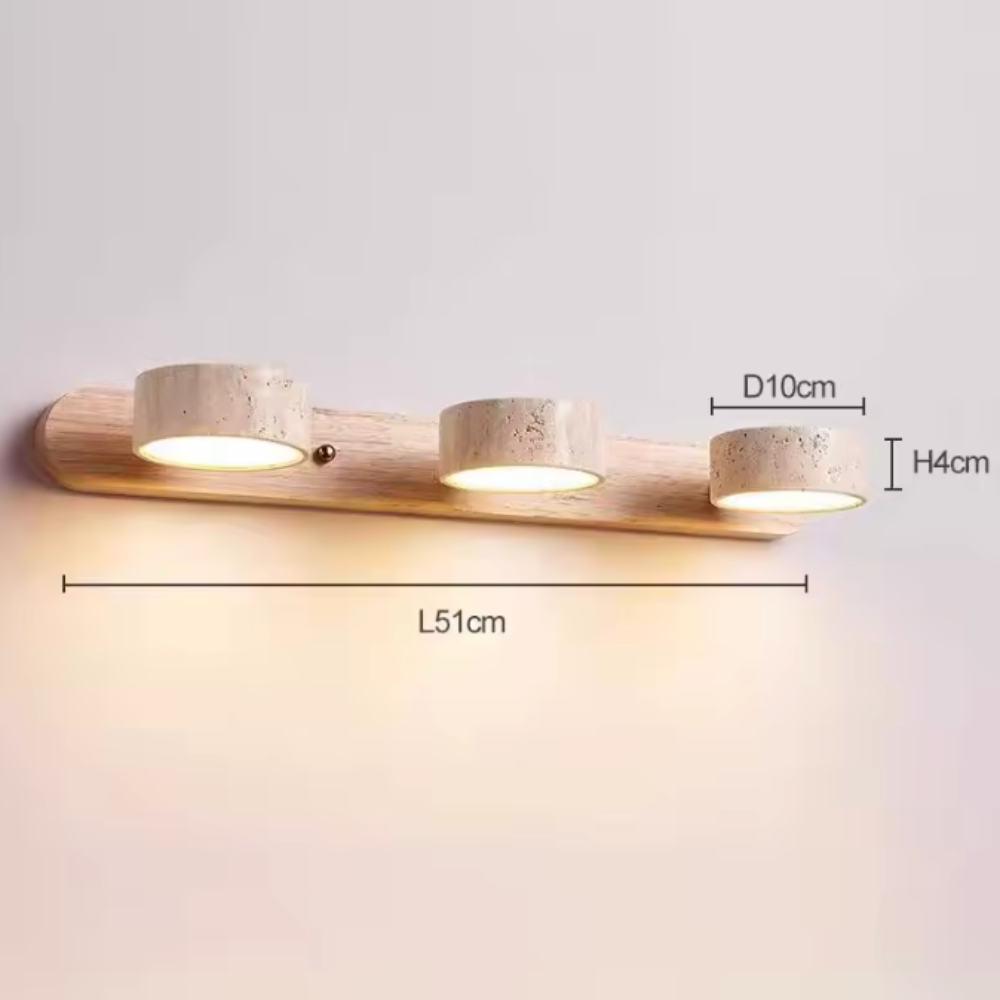 Aplique de Pared de Travertino Elegante con Focos Ajustables