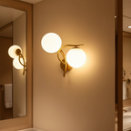 Aplique de Pared de Hierro Moderno con Acento de Esfera de Vidrio Doble para Dormitorios y Pasillos