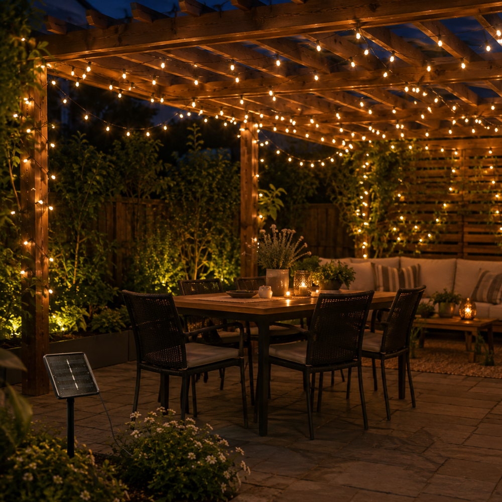 Luces de Cadena Solares para Exteriores - LED Blanco Cálido Resistente a la Intemperie para Decoración Exterior