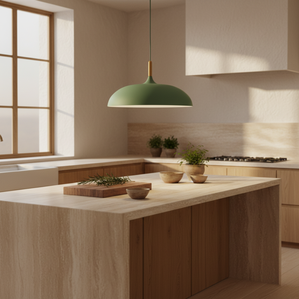 Lámpara Colgante Haft - Iluminación de Cocina Escandinava con Madera y Hierro