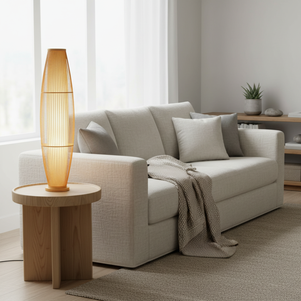 BambooGlow | Lámpara de Mesa y de Pie Moderna y Ecológica Elegante para Sala de Estar