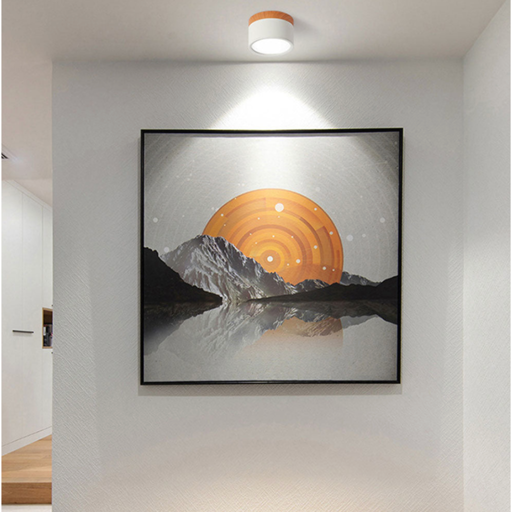 Luz de Techo Empotrada Button Wood - Luminaria Minimalista de Aluminio con Acabado de Madera