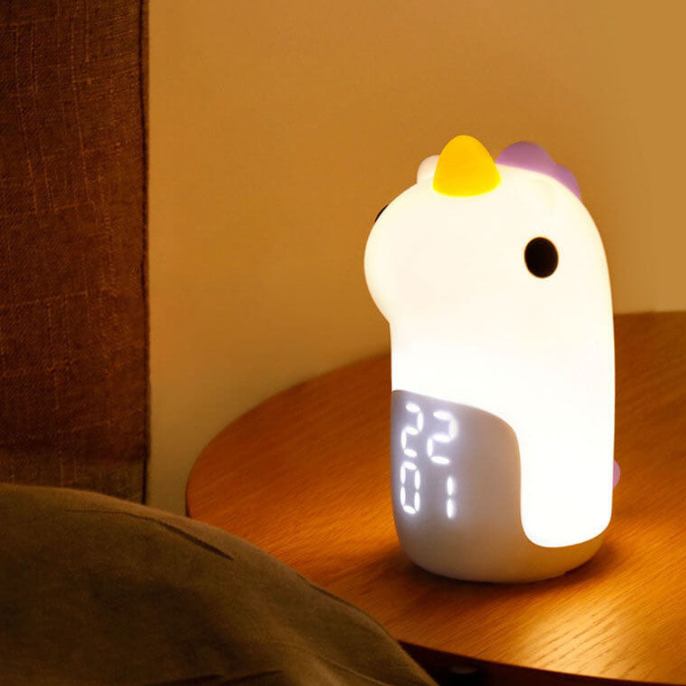 Luz Nocturna LED de Unicornio Mágico y Reloj Despertador para Niños
