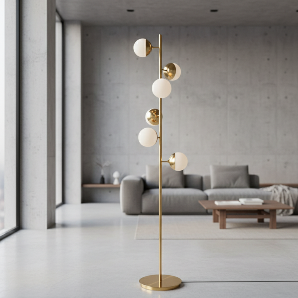 SylvaraTree | Lámpara de Mesa y de Suelo Moderna y Elegante en Dorado para Decoración de Salón