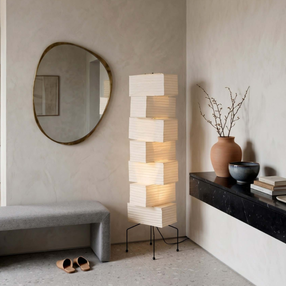 ZenithLight - Lámpara de Pie Moderna Minimalista de Papel de Arroz para Sala de Estar