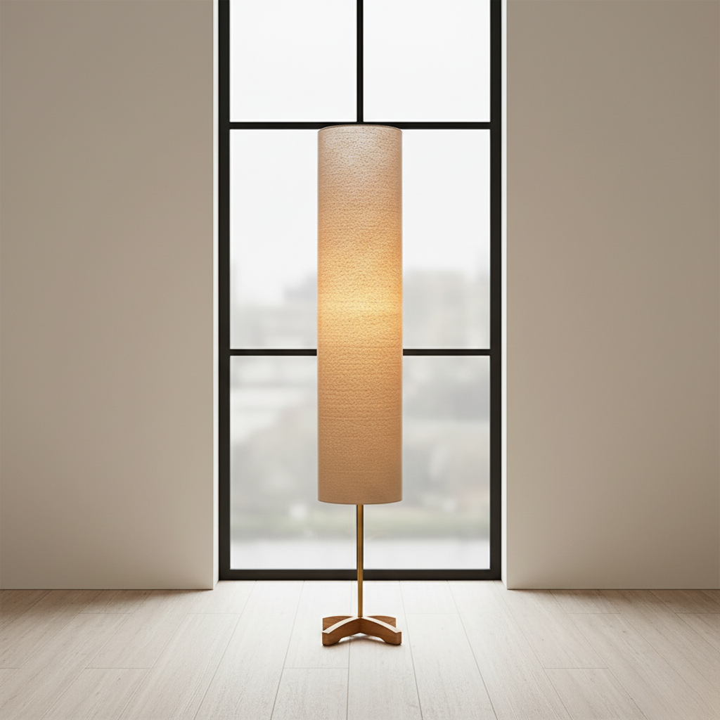 Lámpara de Pie Nomi Modern Gold - Diseño Escandinavo-Japonés para Sala de Estar o Dormitorio