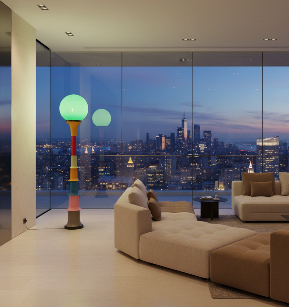 Lámpara de Pie Grande Vibrante - Iluminación Colorida para Interiores Modernos