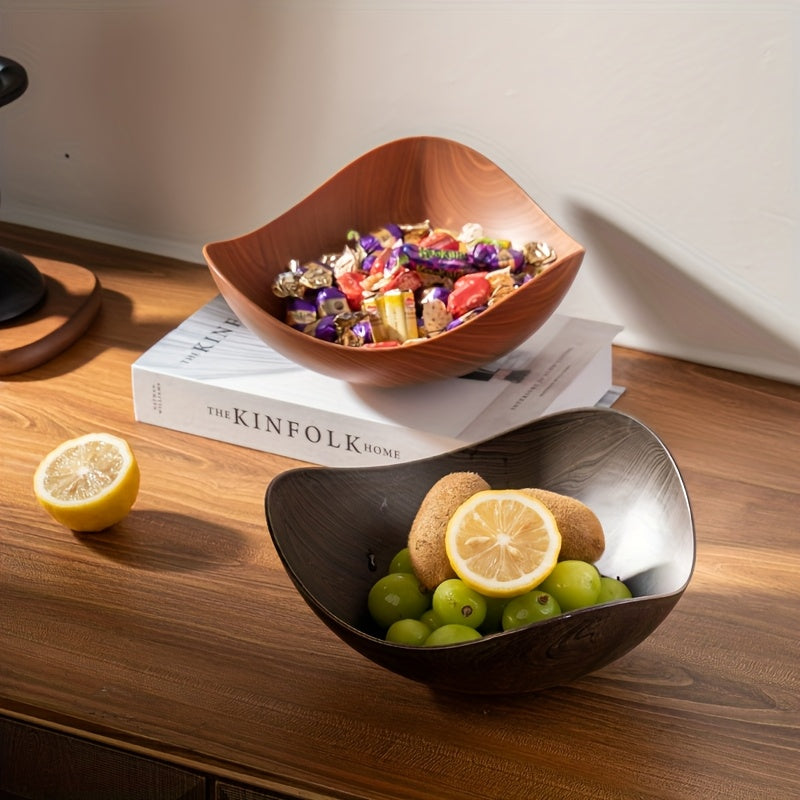 Gran Cuenco de Frutas con Aspecto de Madera – Decorativo y Práctico para Uso en Mesa