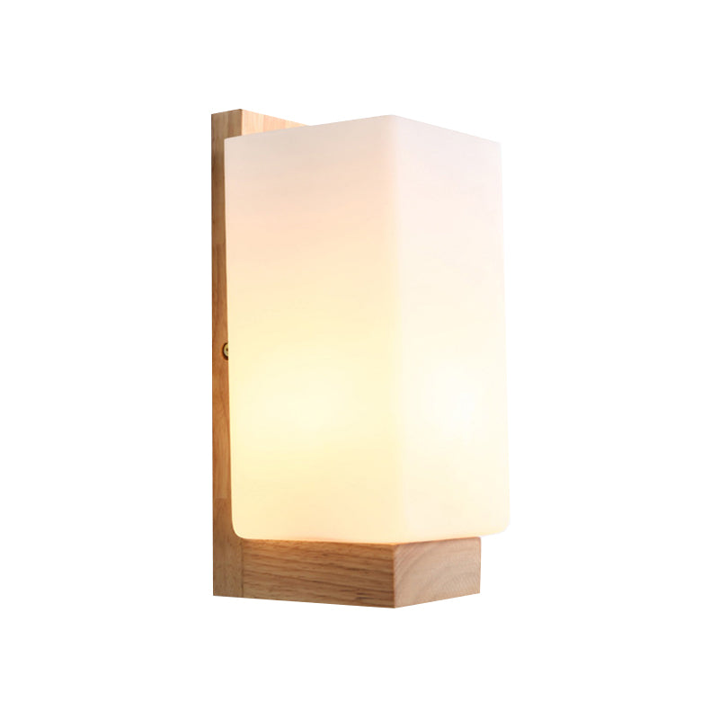 Lámpara de pared cuadrada de estilo japonés con una luz, iluminación de pared de vidrio mate en blanco para oficina hotel | Brehn
