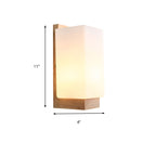 Lámpara de pared cuadrada de estilo japonés con una luz, iluminación de pared de vidrio mate en blanco para oficina hotel