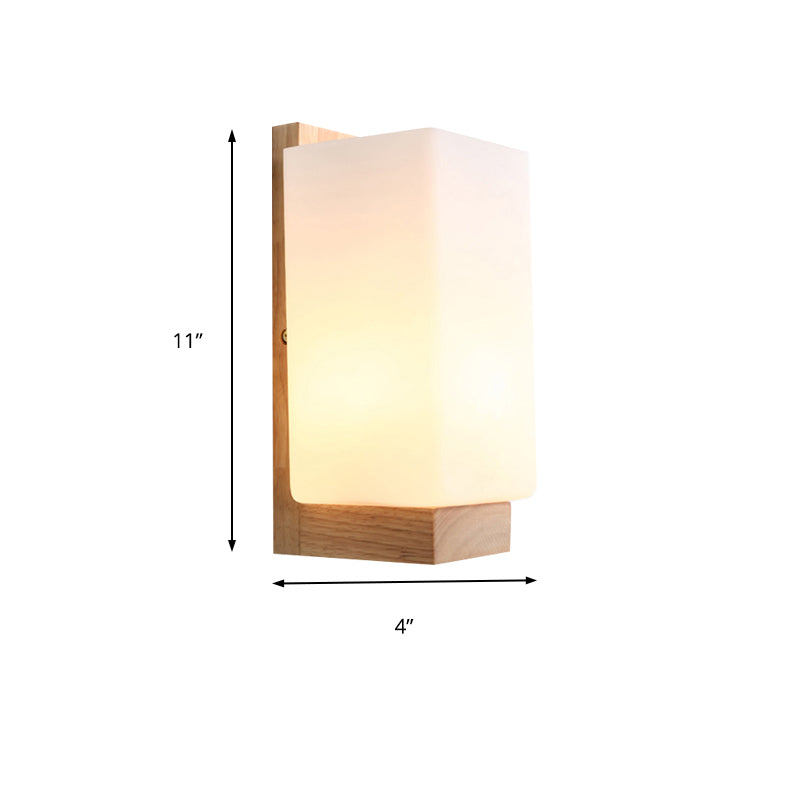 Lámpara de pared cuadrada de estilo japonés con una luz, iluminación de pared de vidrio mate en blanco para oficina hotel | Brehn