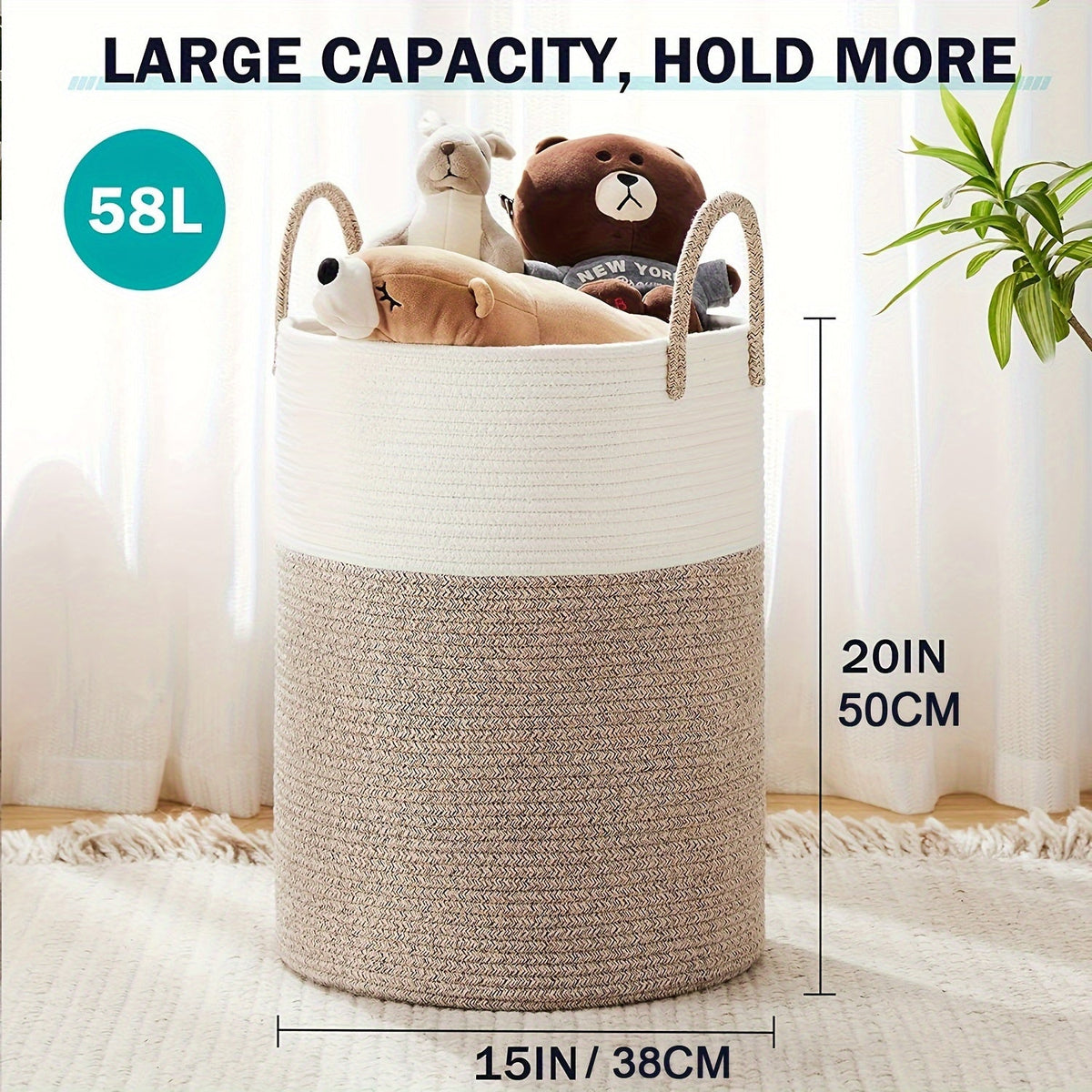 Cesta de Ropa Estilosa de Dos Tonos - Espacio para Más, Práctica y Duradera