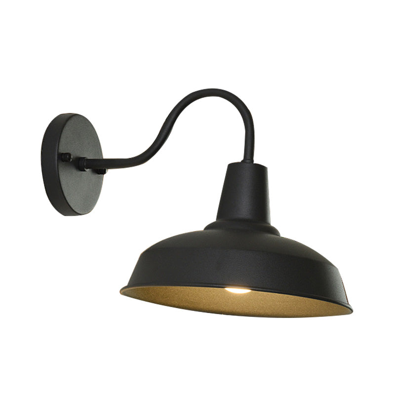 Aplique de Pared de Granja Barn Sconce Iluminación 1 Bombilla Lámpara de Pared de Metal con Brazo de Cuello de Ganso en Negro para Porche | Brehn