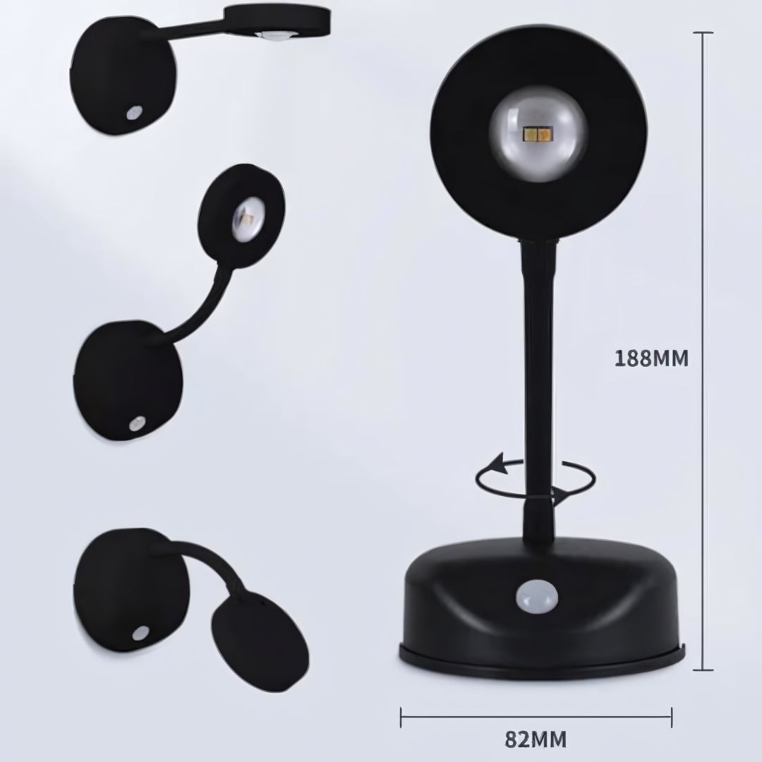 Skanto | Spark360 – Proyector LED inalámbrico con sensor de movimiento y soporte ajustable 360°
