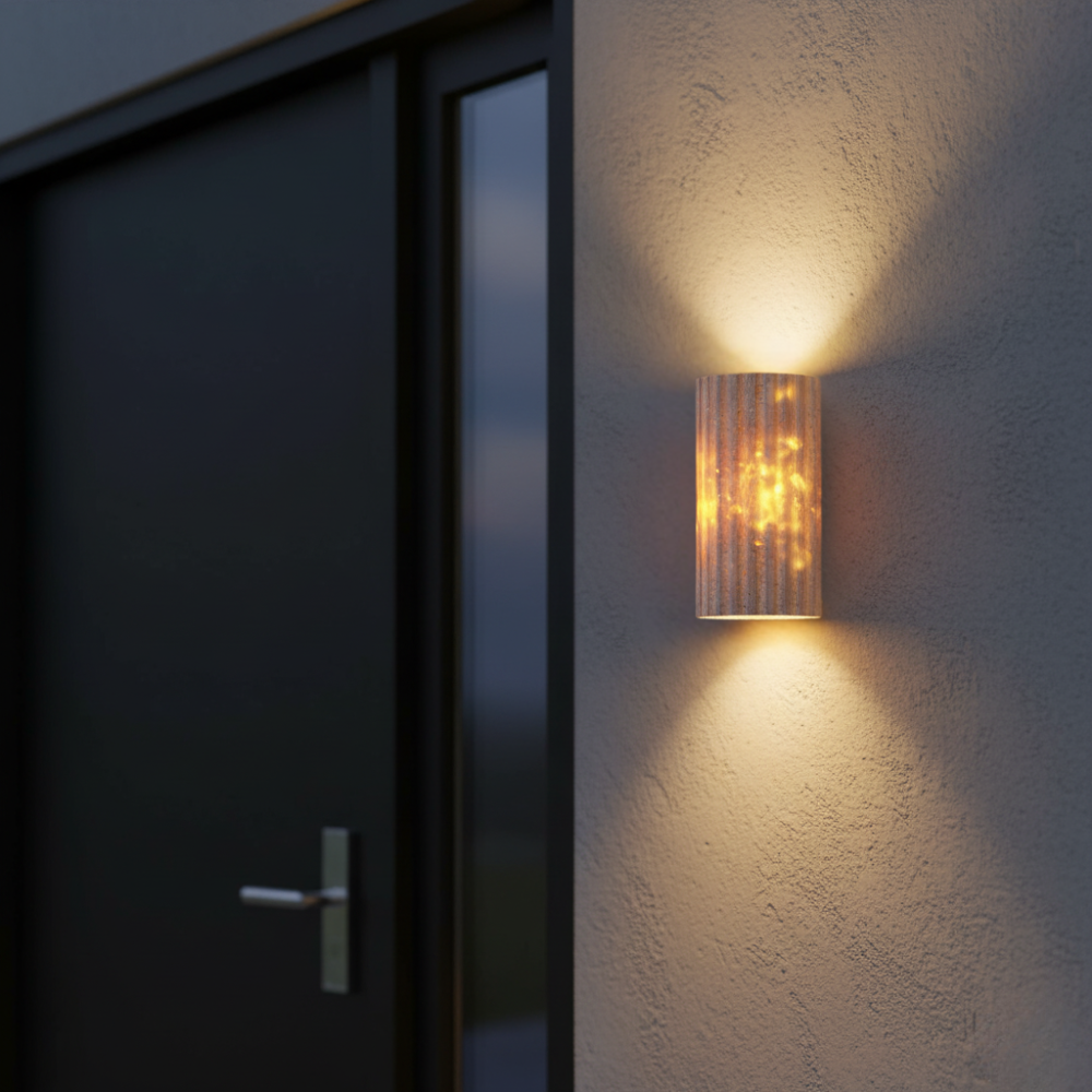 Lámpara de Pared Exterior Elegante Travara | Luz LED de Travertino Amarillo Arriba y Abajo para Patios y Jardines